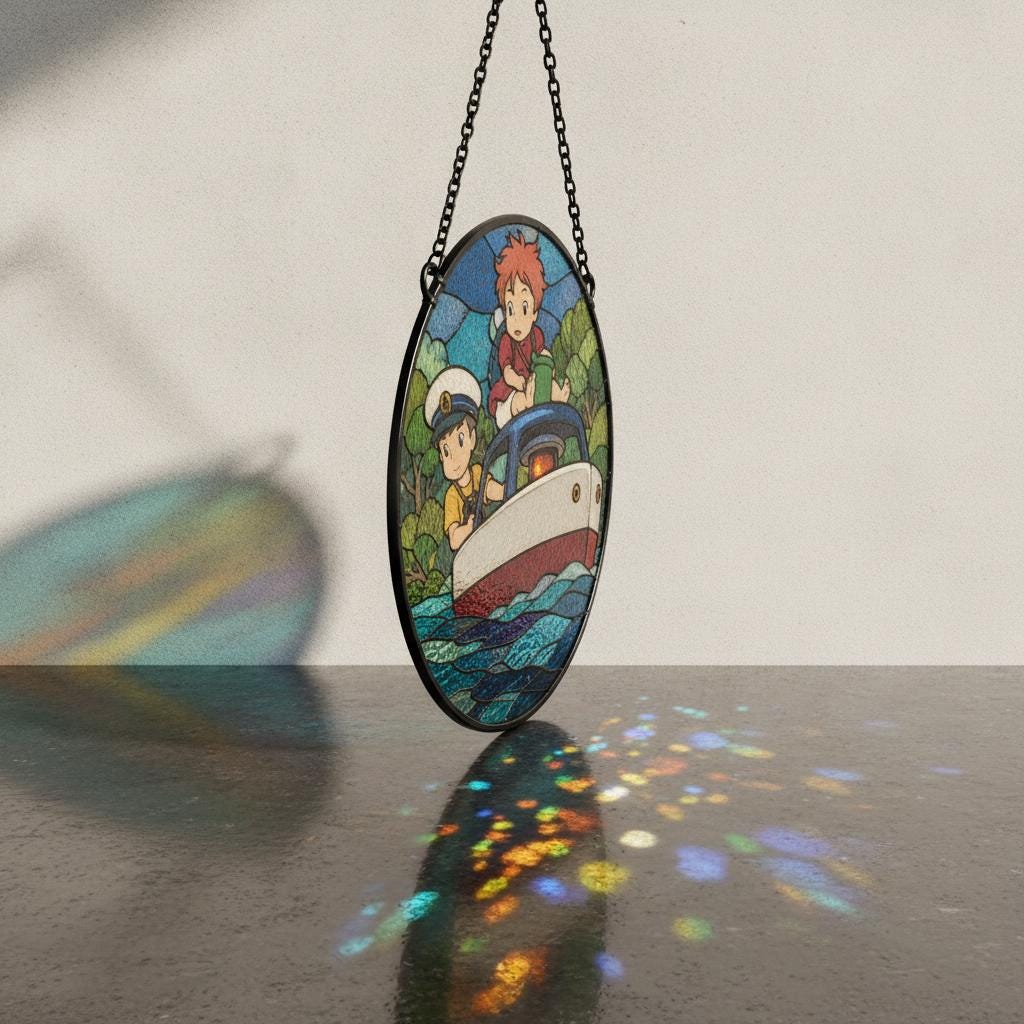 Ponyo Anime Art Glass Suncatcher - Image 3