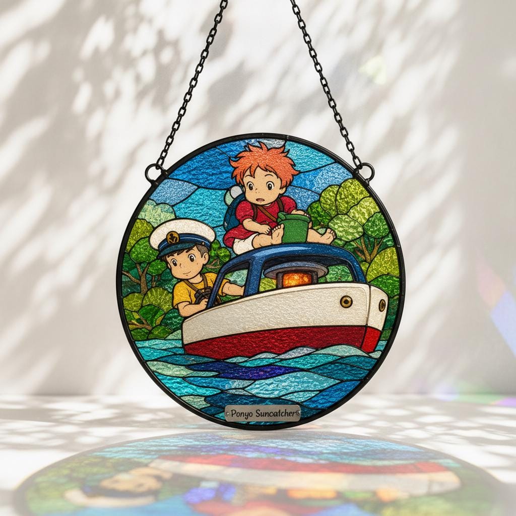 Ponyo Anime Art Glass Suncatcher - Image 4