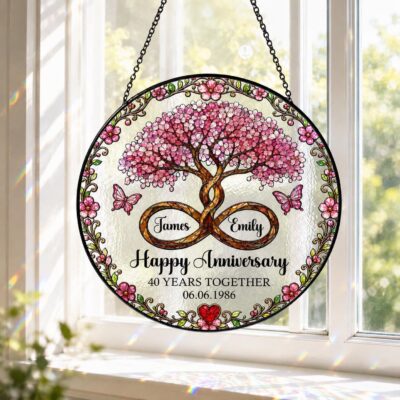 Anniversary Romantic Heart Tree Suncatcher