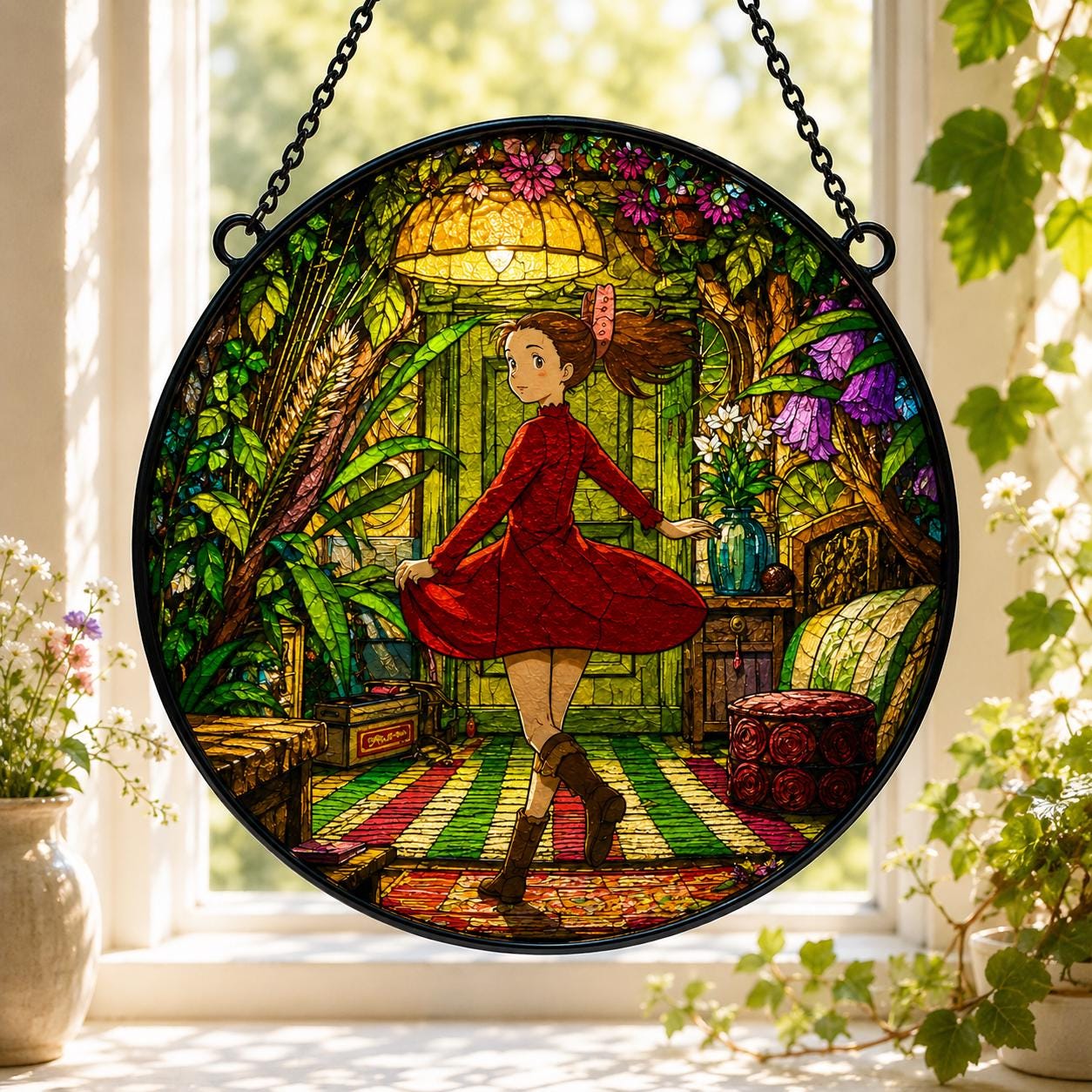 Arrietty Whimsical Fantasy Glass Suncatcher - Image 3