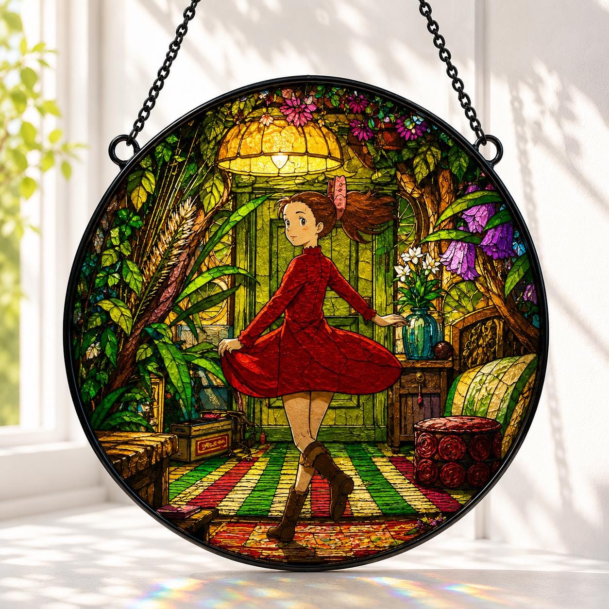 Arrietty Whimsical Fantasy Glass Suncatcher