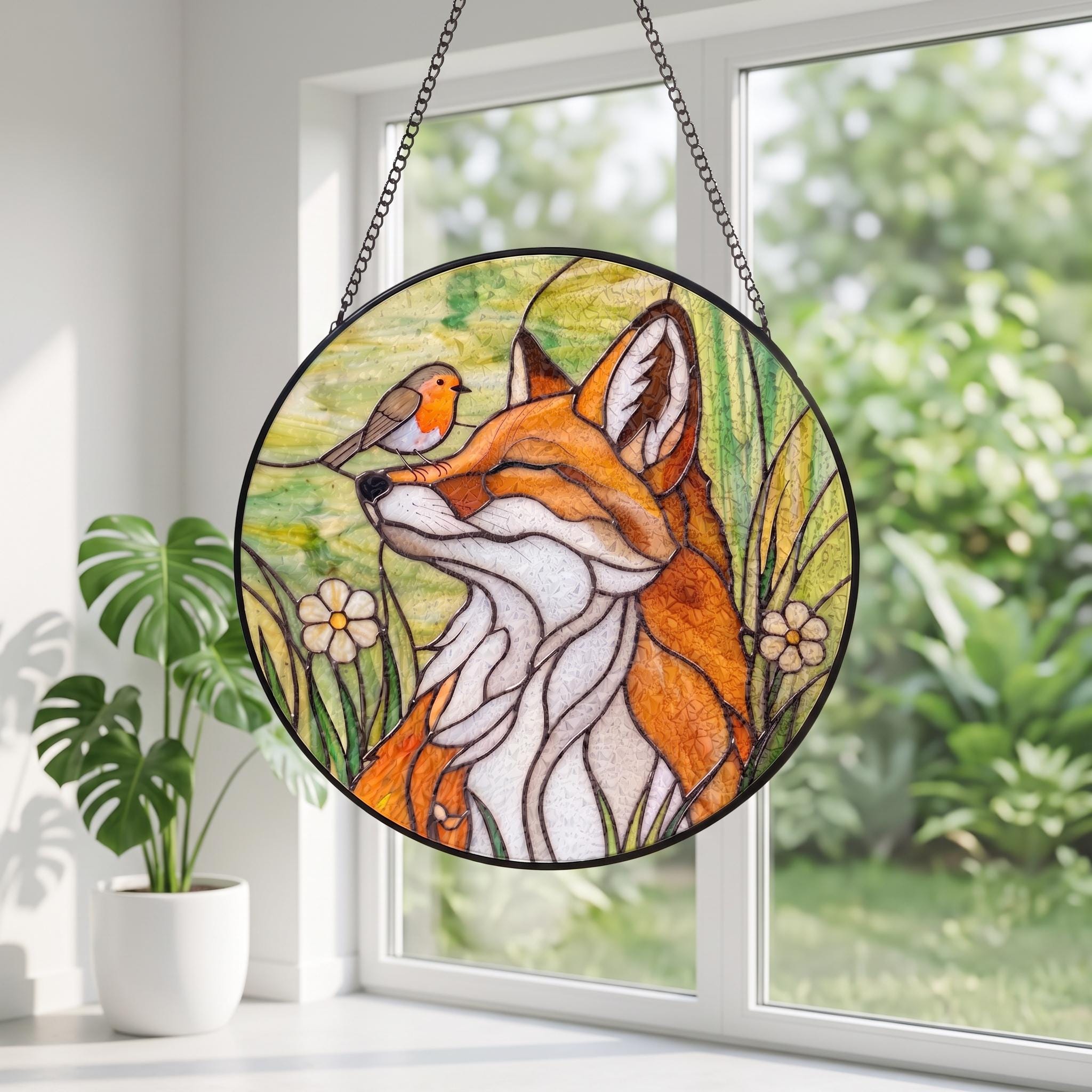 Fox Robin Bird Wildlife Suncatcher - Image 3