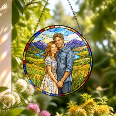 Romantic Couple Photo Custom Suncatcher