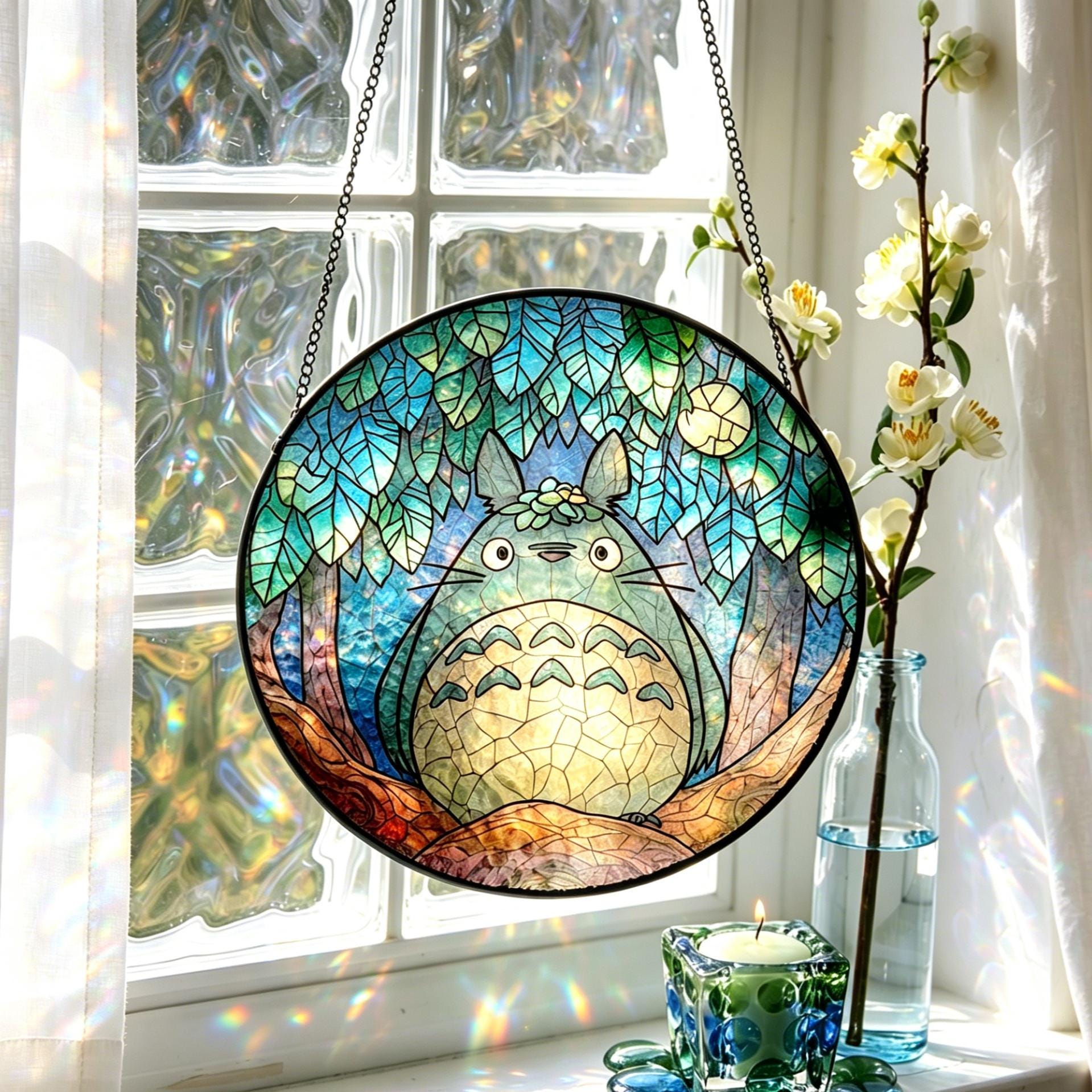 Totoro Anime Fan Glass Suncatcher - Image 3