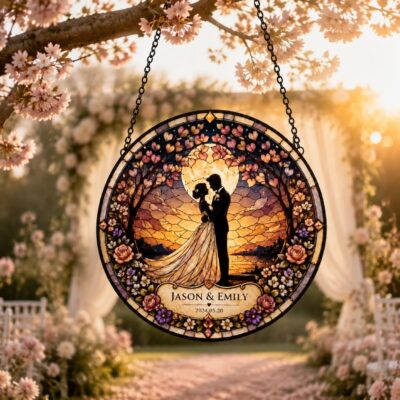 Elegant Wedding Date Keepsake Custom Suncatcher