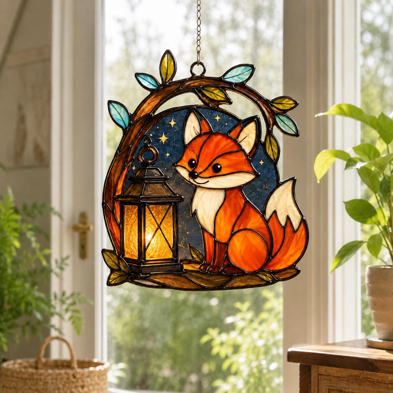 Fox Lantern Starry Night Suncatcher - Image 4