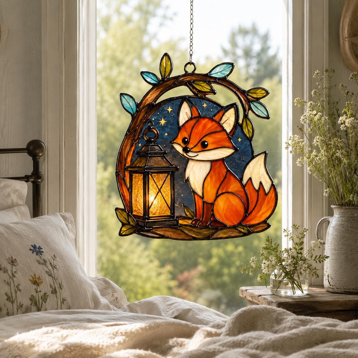 Fox Lantern Starry Night Suncatcher - Image 6