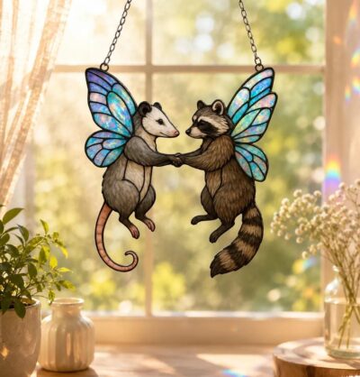 Fairy Raccoon Opossum Acrylic Suncatcher