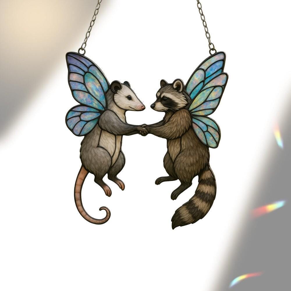 Fairy Raccoon Opossum Acrylic Suncatcher - Image 4