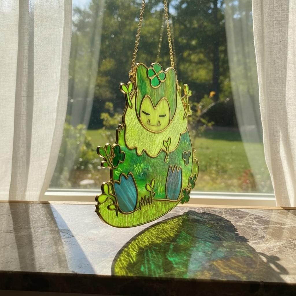 Snorlax Green Nature Resin Suncatcher - Image 3