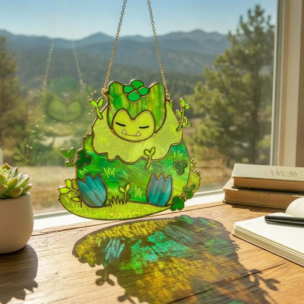 Snorlax Green Nature Resin Suncatcher