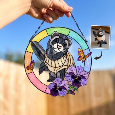 Custom Ferret Photo Portrait Suncatcher