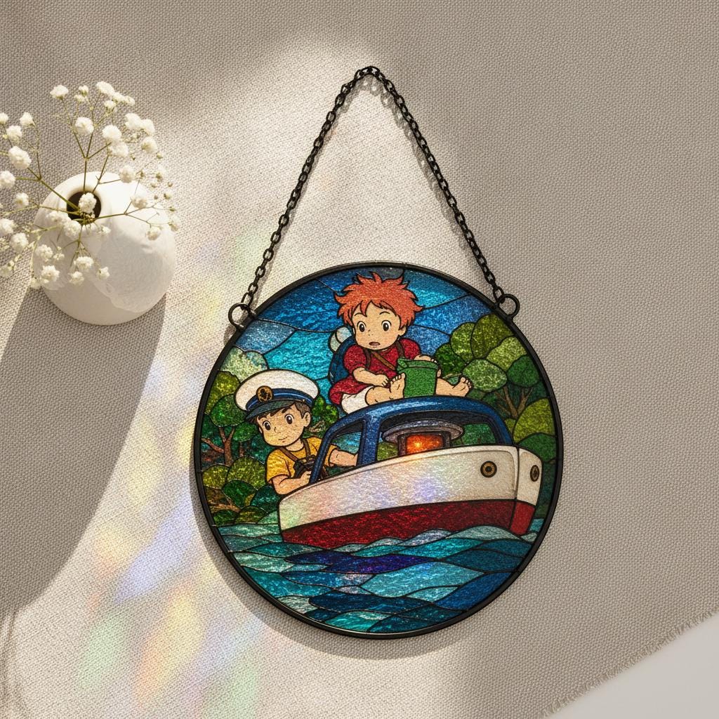 Ponyo Anime Art Glass Suncatcher - Image 2