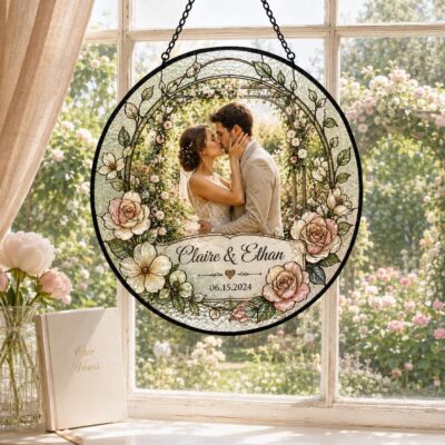 Romantic Wedding Rose Arch Custom Suncatcher