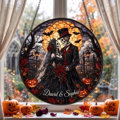 Custom Gothic Skeleton Couple Suncatcher