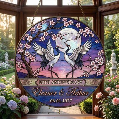 Anniversary Cherished Lovebirds Window Suncatcher