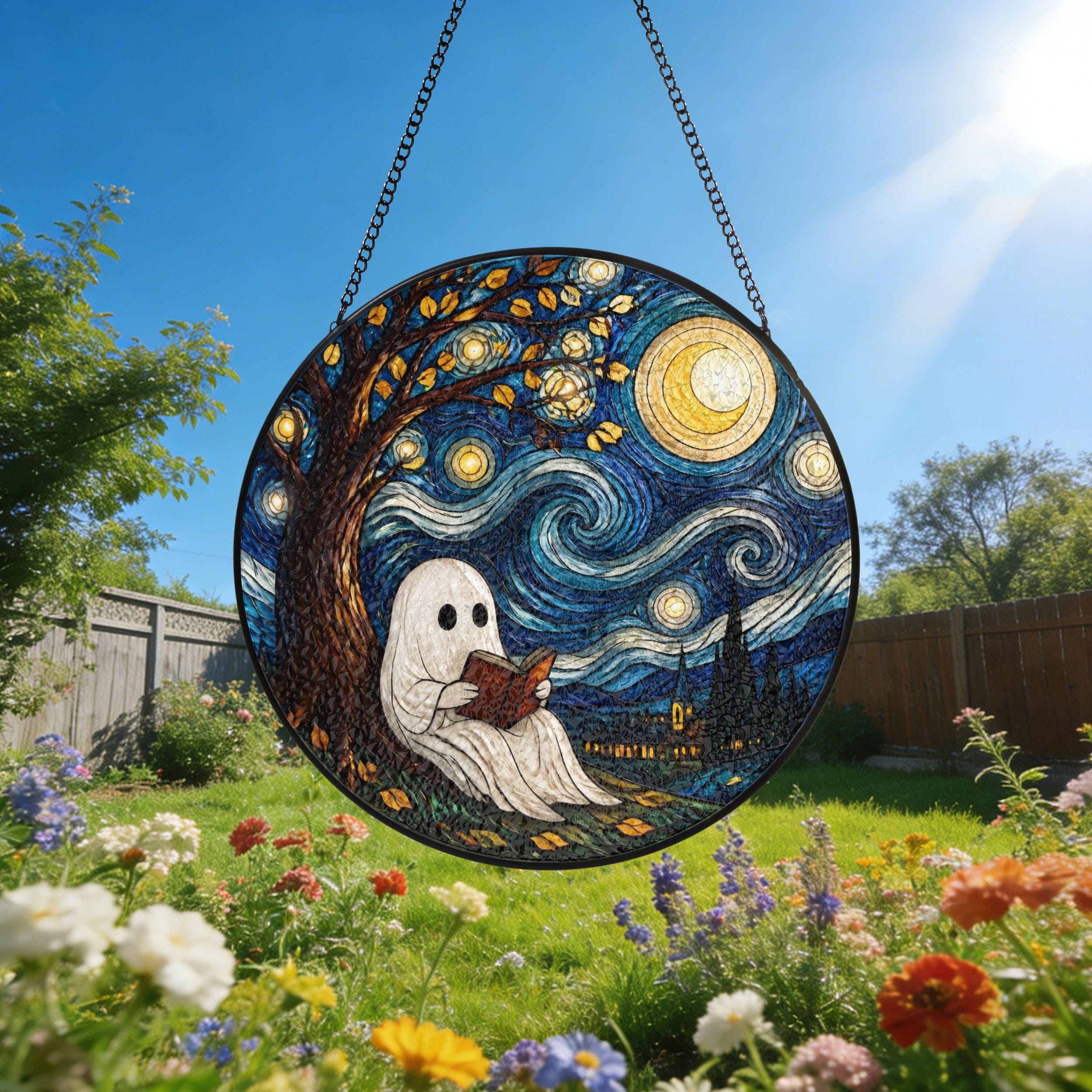 Starry Night Reading Ghost Suncatcher - Image 6