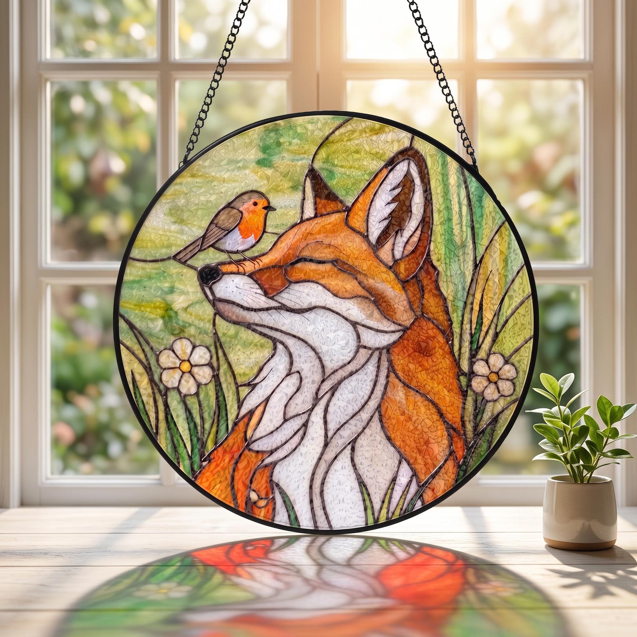 Fox Robin Bird Wildlife Suncatcher - Image 2