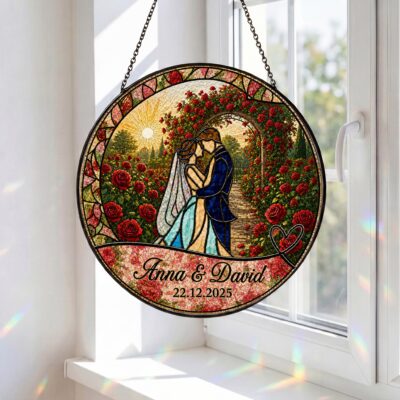 Loving Wedding Bride Groom Custom Suncatcher