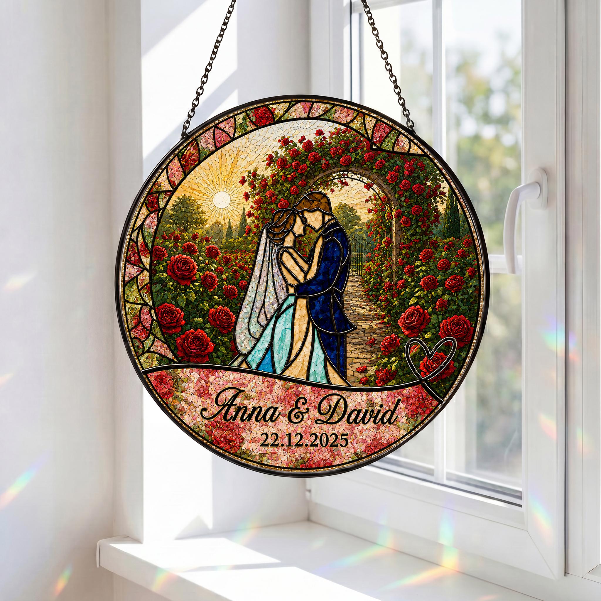 Loving Wedding Bride Groom Custom Suncatcher