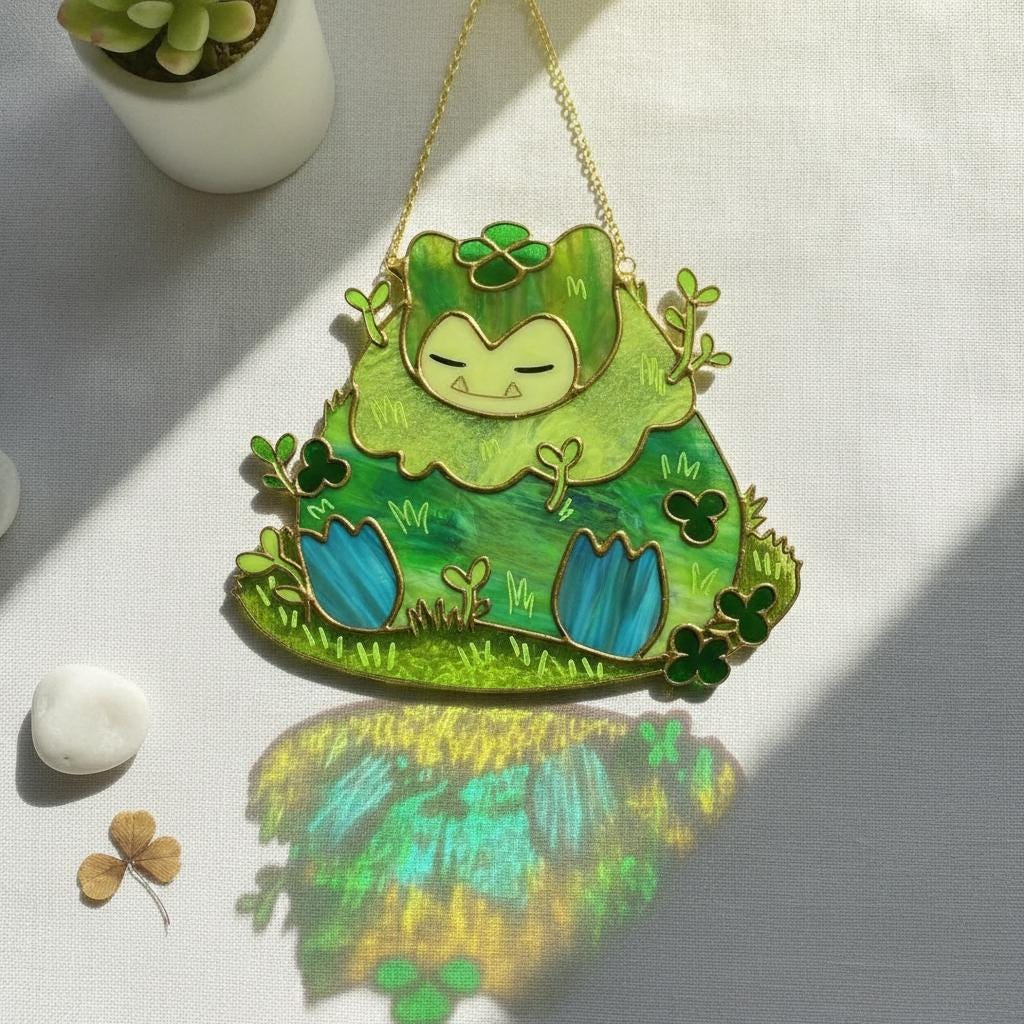Snorlax Green Nature Resin Suncatcher - Image 2