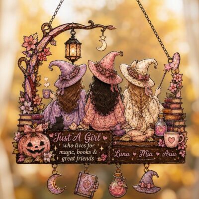 Personalised Witch Friends Acrylic Suncatcher