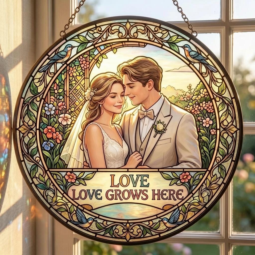 Wedding Portrait Photo Custom Suncatcher