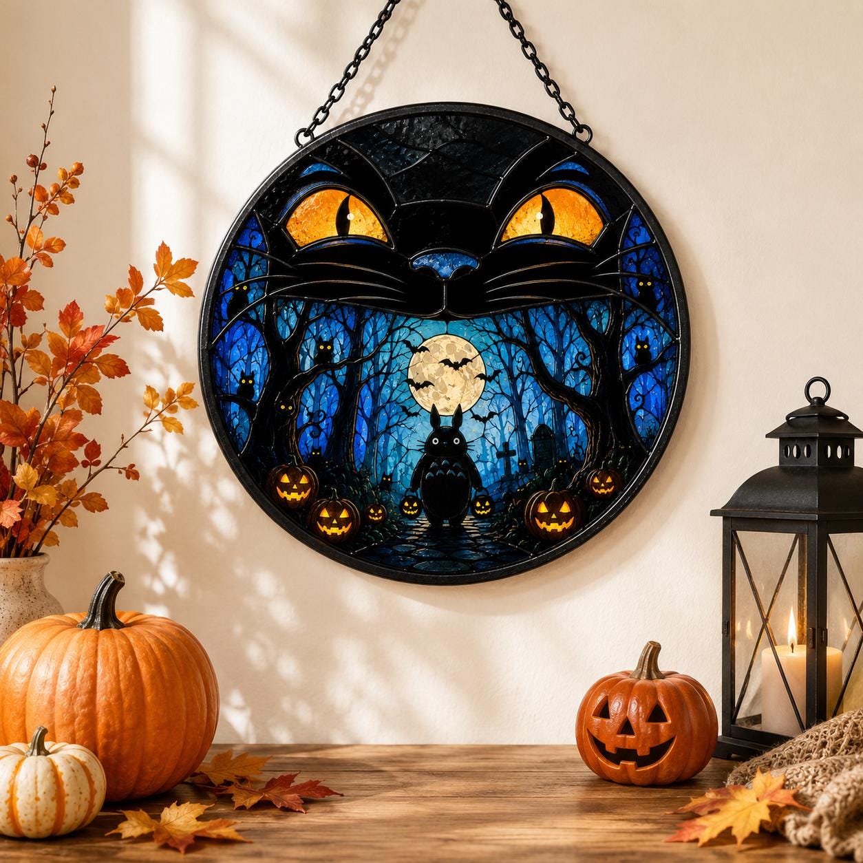 Totoro Halloween Haunted Glass Suncatcher - Image 2