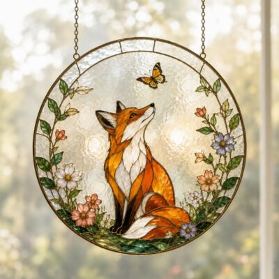 Woodland Fox Metal Frame Suncatcher