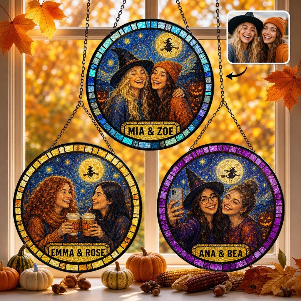 Personalised Friend Photo Halloween Suncatcher
