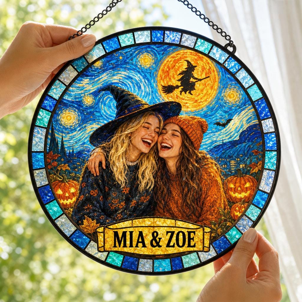 Personalised Friend Photo Halloween Suncatcher - Image 2