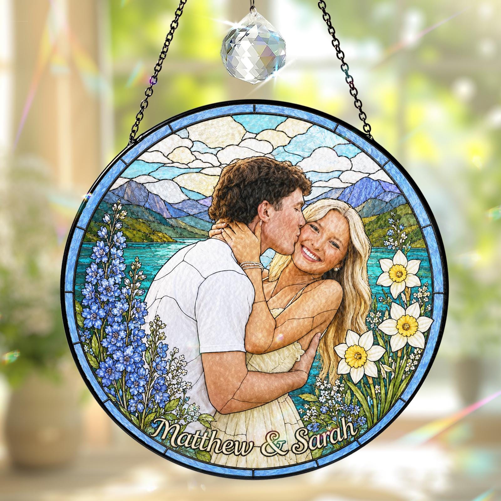 Mr And Mrs Photo Custom Suncatcher