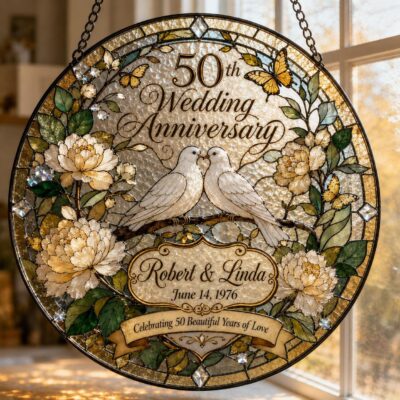 Wedding Anniversary Devoted Dove Custom Suncatcher