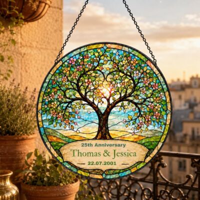 Anniversary Cherished Tree Couple Custom Suncatcher