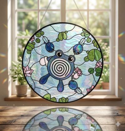 Poliwag Water Lily Glass Suncatcher