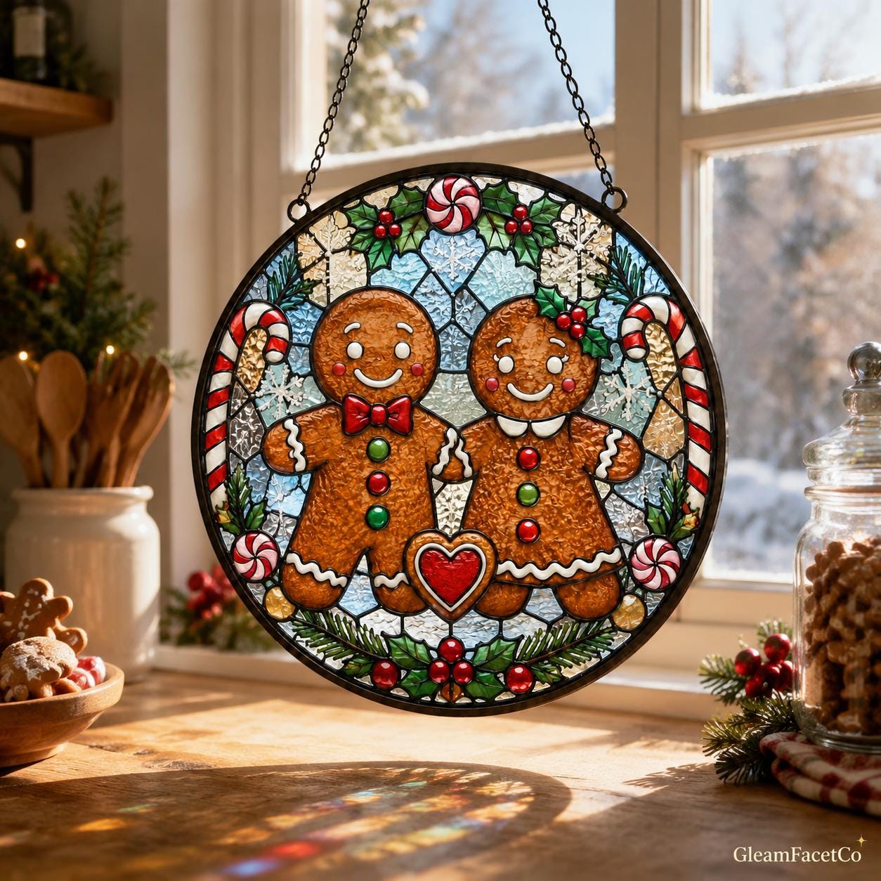 Christmas Gingerbread Couple Suncatcher - Image 2