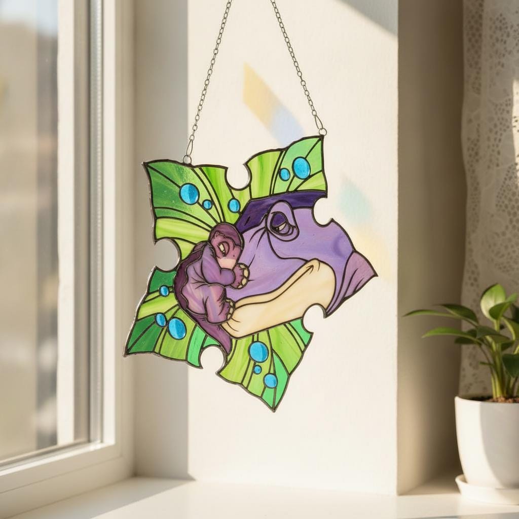Dinosaur Mother Baby Nursery Suncatcher - Image 3