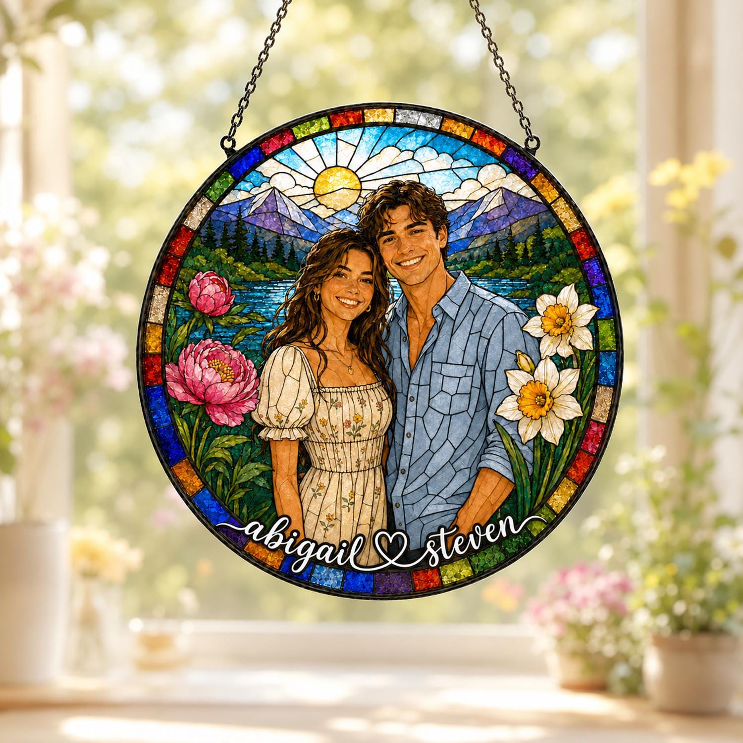 Couple Portrait Keepsake Custom Suncatcher