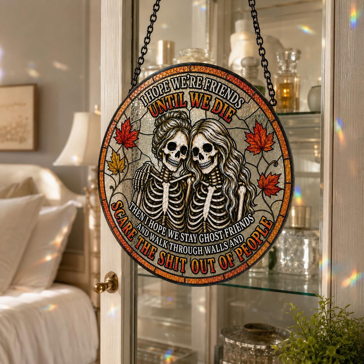 Personalised Skeleton Friend Halloween Suncatcher - Image 3