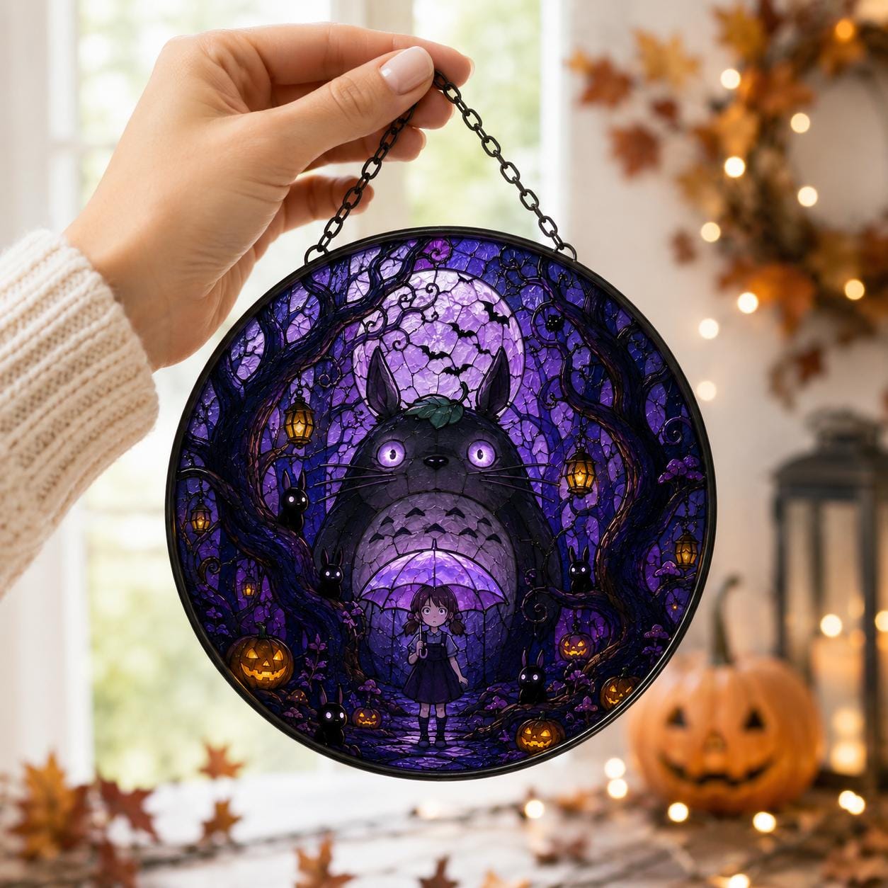 Totoro Halloween Spooky Anime Suncatcher