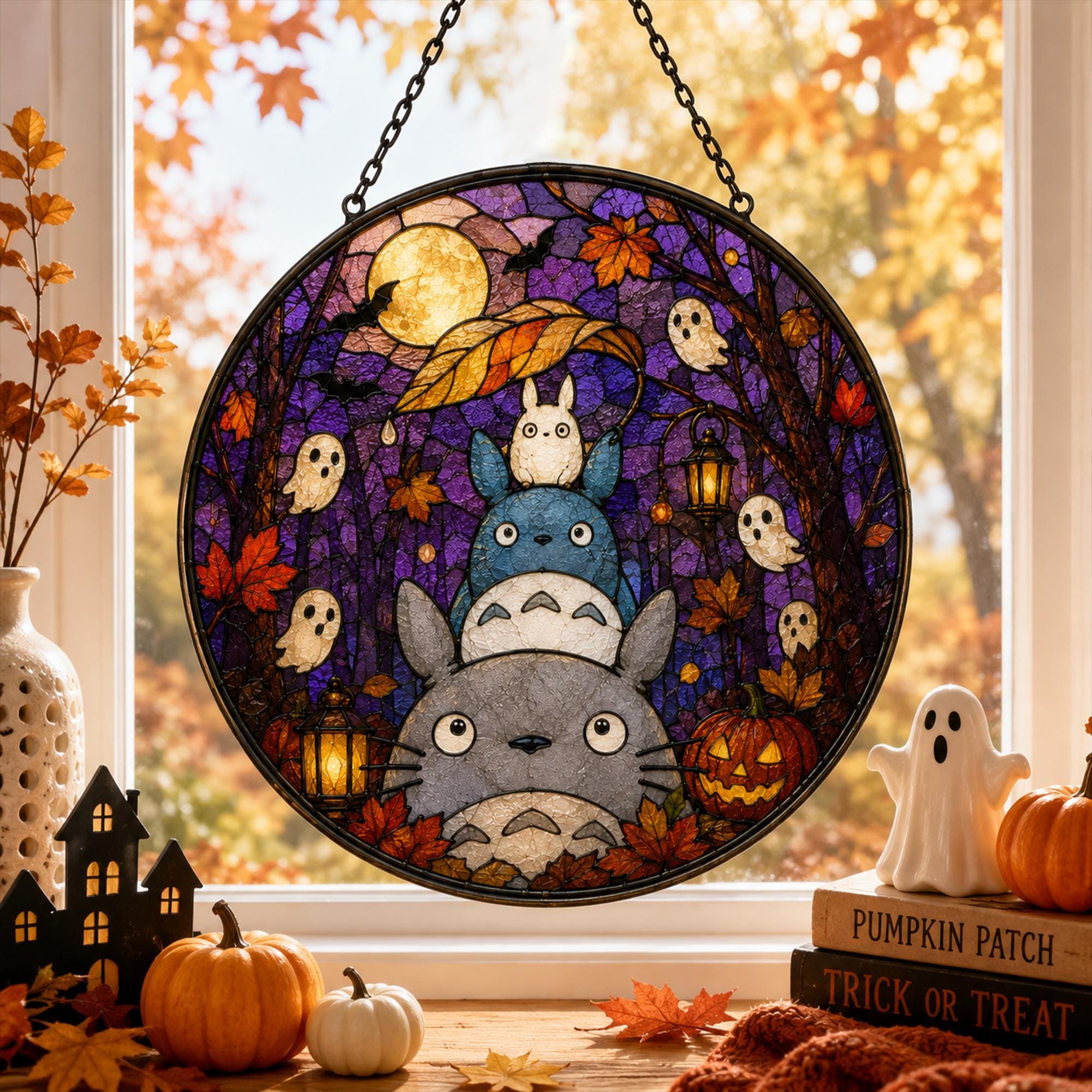 Totoro Halloween Spooky Glass Suncatcher - Image 2