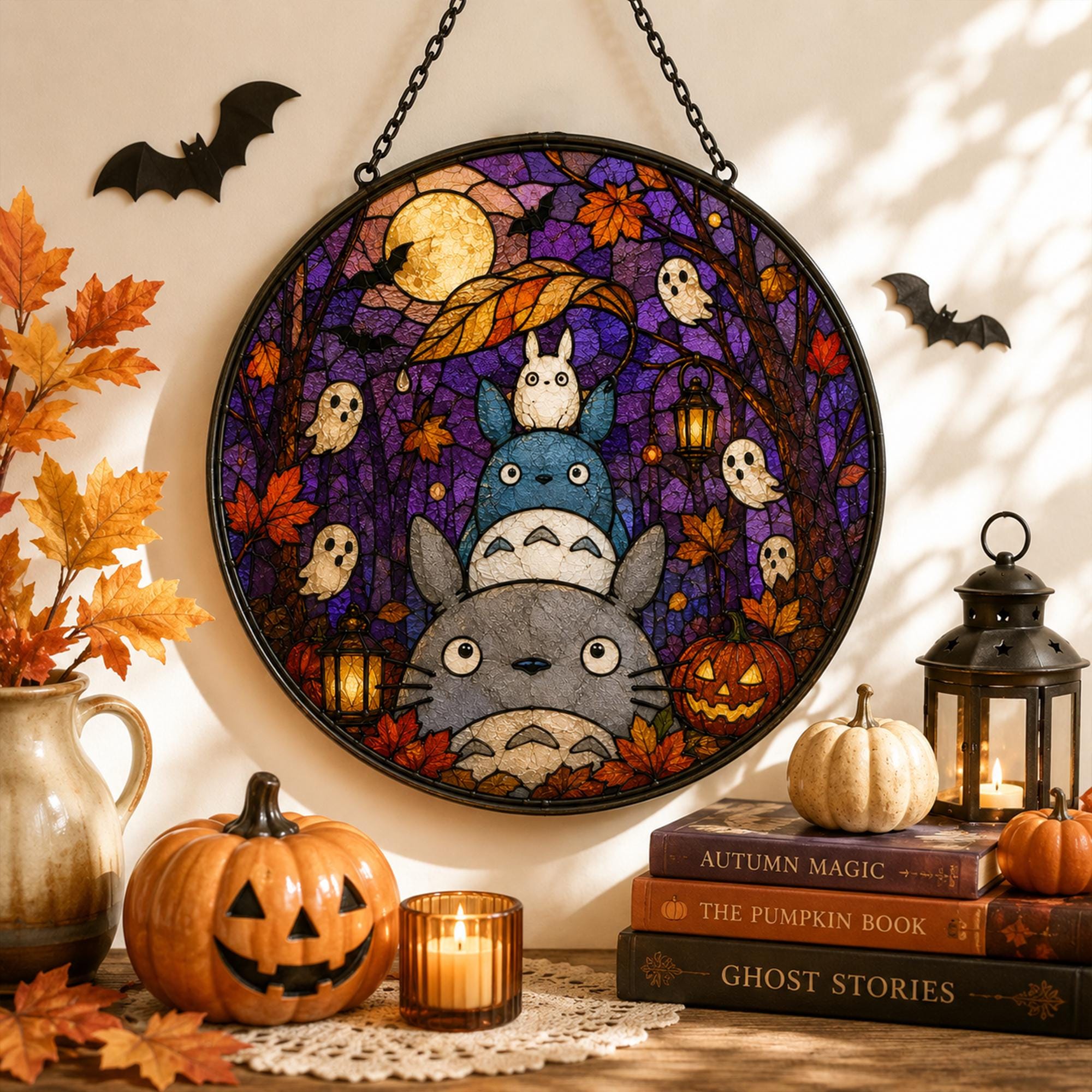Totoro Halloween Spooky Glass Suncatcher - Image 3