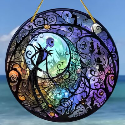 Jack Skellington Halloween Glass Suncatcher
