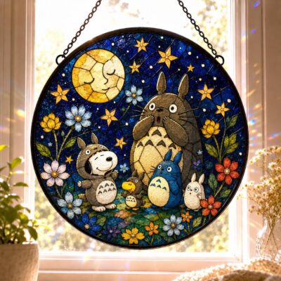 Totoro Puppy Dog Glass Suncatcher