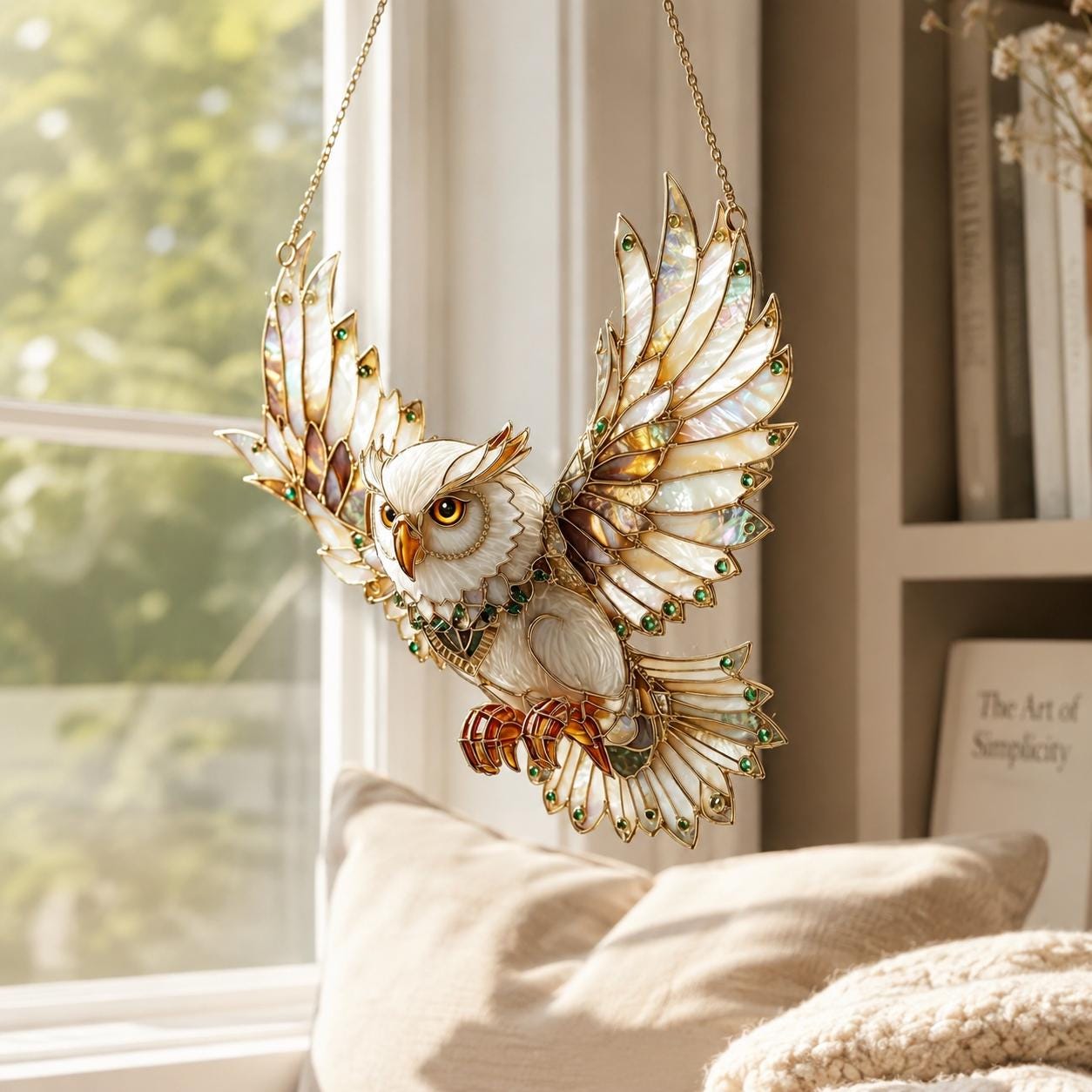 White Owl Flying Bird Suncatcher - Image 3