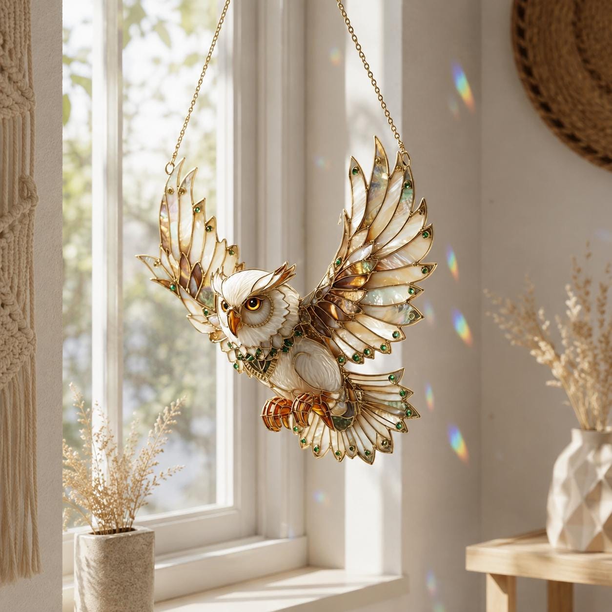 White Owl Flying Bird Suncatcher - Image 4