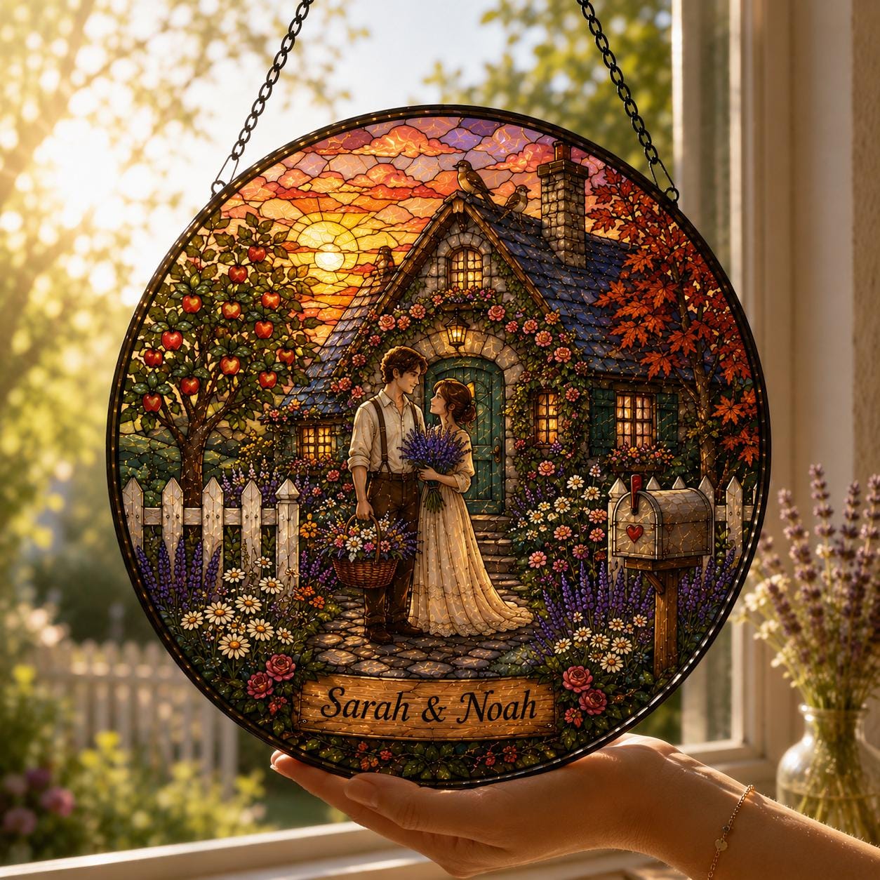 Ghost Couple Halloween Custom Suncatcher