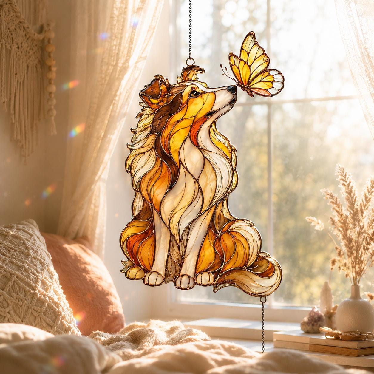 Sheltie Dog Butterfly Memorial Suncatcher - Image 3