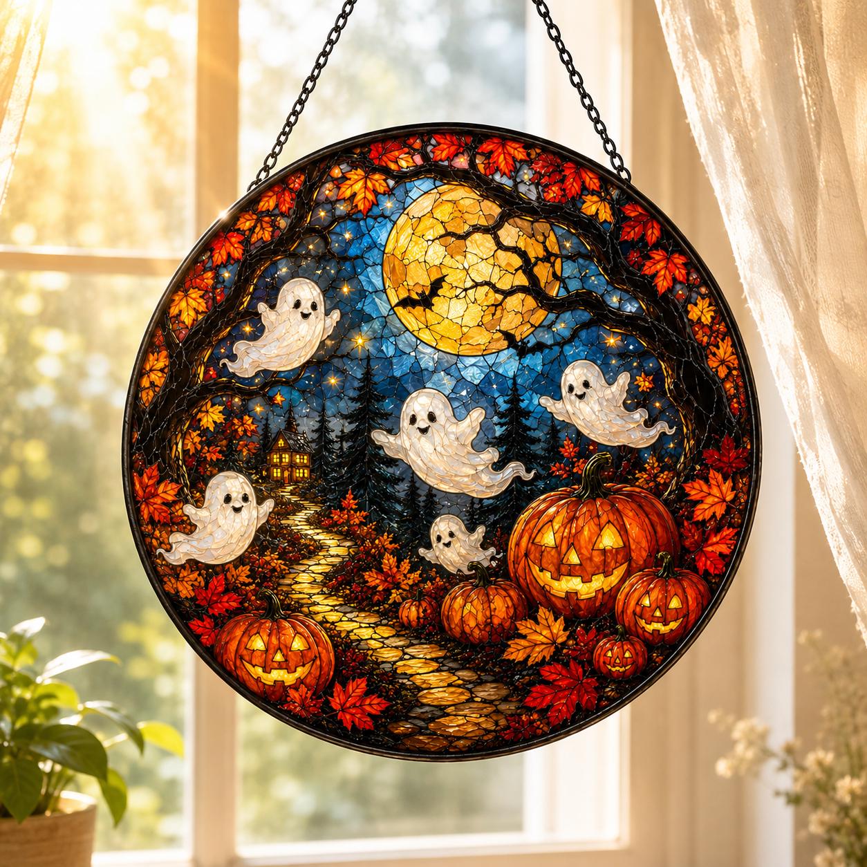 Halloween Ghost Pumpkin Moon Suncatcher - Image 4