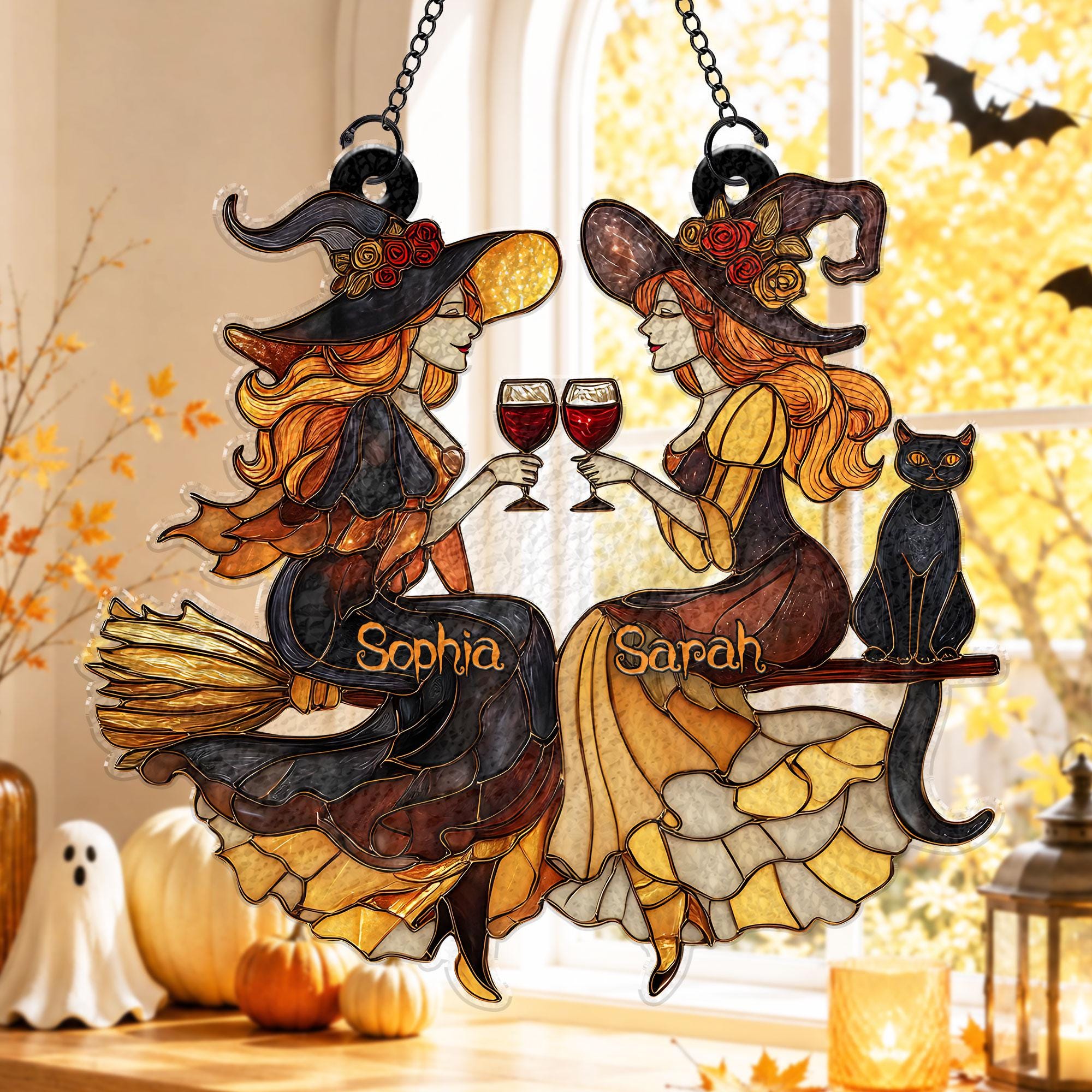 Personalised Witch Friends Halloween Suncatcher - Image 4